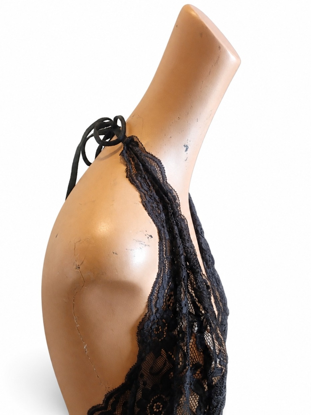 Black Lace Halter Laundry Dress - Matching Thong - M/L